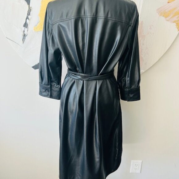 Calvin Klein Black Belted Leather Dress - Picture 5 of 11